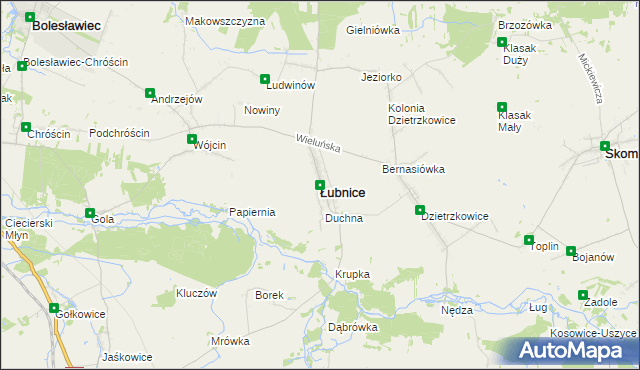 mapa Łubnice powiat wieruszowski, Łubnice powiat wieruszowski na mapie Targeo