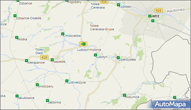 mapa Lubotyń gmina Kietrz, Lubotyń gmina Kietrz na mapie Targeo