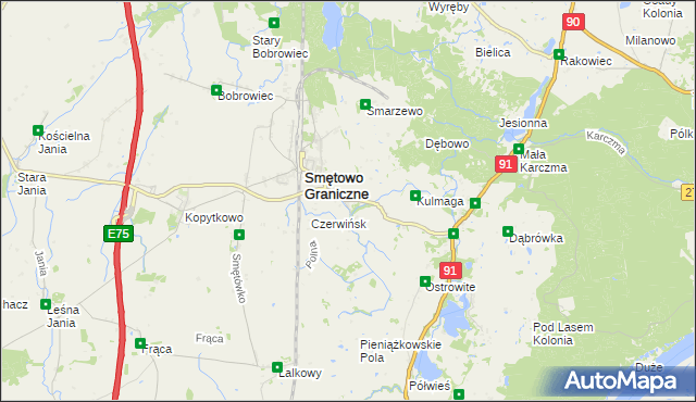 mapa Luchowo gmina Smętowo Graniczne, Luchowo gmina Smętowo Graniczne na mapie Targeo
