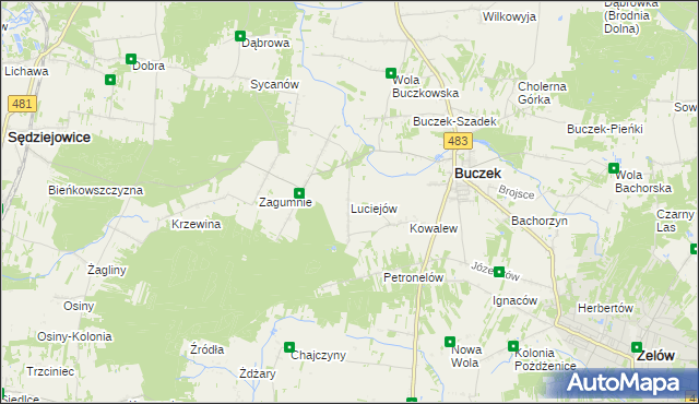 mapa Luciejów, Luciejów na mapie Targeo