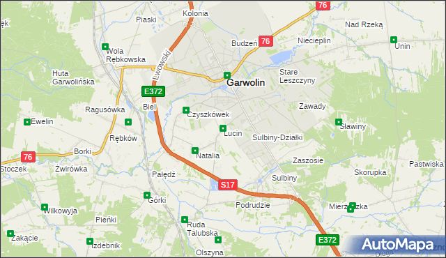 mapa Lucin gmina Garwolin, Lucin gmina Garwolin na mapie Targeo