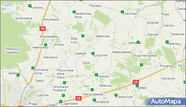 mapa Łuczynów gmina Policzna, Łuczynów gmina Policzna na mapie Targeo