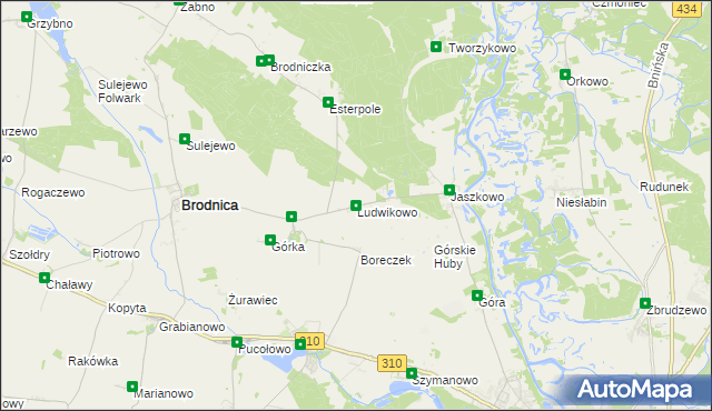 mapa Ludwikowo gmina Brodnica, Ludwikowo gmina Brodnica na mapie Targeo