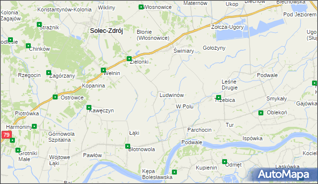 mapa Ludwinów gmina Solec-Zdrój, Ludwinów gmina Solec-Zdrój na mapie Targeo