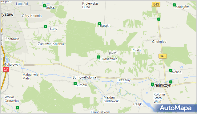 mapa Łukaszówka gmina Kraśniczyn, Łukaszówka gmina Kraśniczyn na mapie Targeo