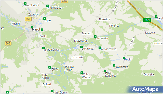 mapa Łukawica gmina Narol, Łukawica gmina Narol na mapie Targeo