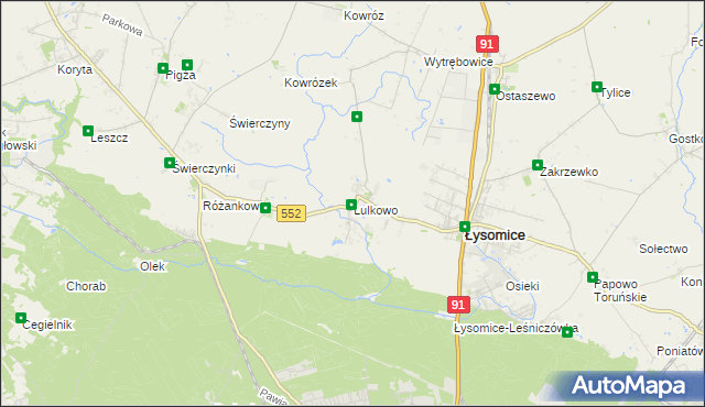 mapa Lulkowo gmina Łysomice, Lulkowo gmina Łysomice na mapie Targeo
