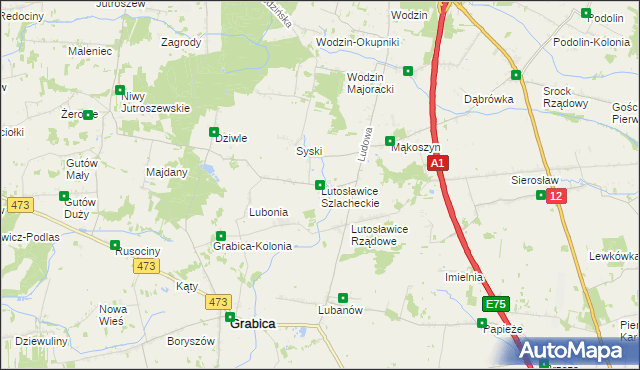 mapa Lutosławice Szlacheckie, Lutosławice Szlacheckie na mapie Targeo