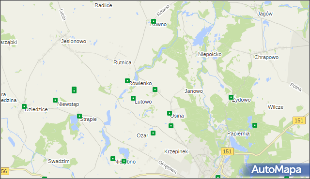 mapa Lutówko gmina Barlinek, Lutówko gmina Barlinek na mapie Targeo