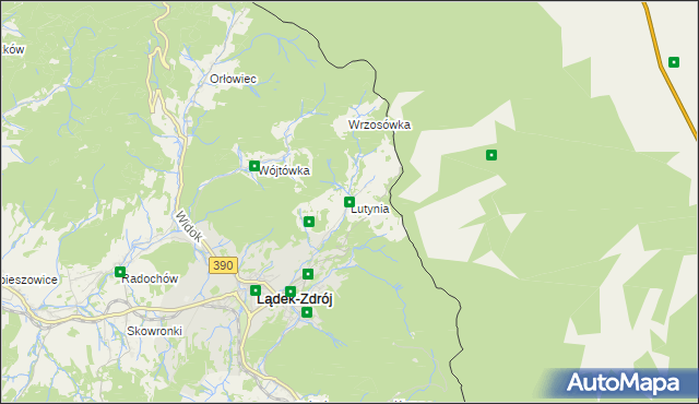 mapa Lutynia gmina Lądek-Zdrój, Lutynia gmina Lądek-Zdrój na mapie Targeo