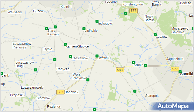 mapa Lwówek gmina Sanniki, Lwówek gmina Sanniki na mapie Targeo