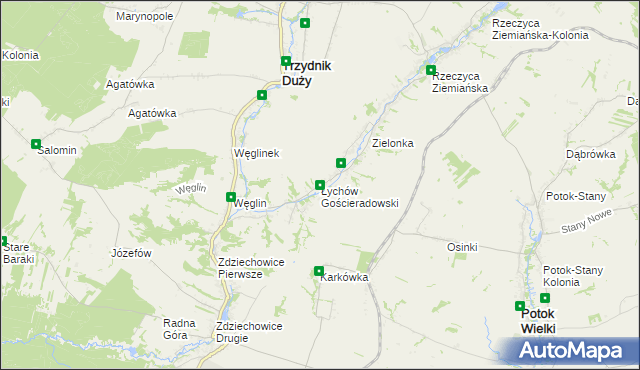 mapa Łychów Gościeradowski, Łychów Gościeradowski na mapie Targeo