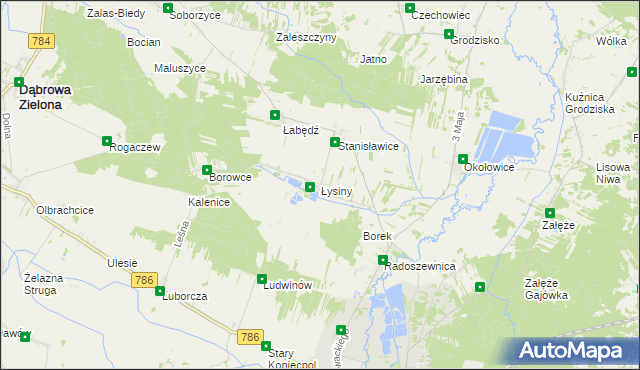 mapa Łysiny gmina Koniecpol, Łysiny gmina Koniecpol na mapie Targeo