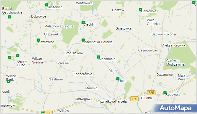 mapa Machnatka, Machnatka na mapie Targeo