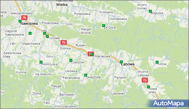 mapa Maciejowa, Maciejowa na mapie Targeo