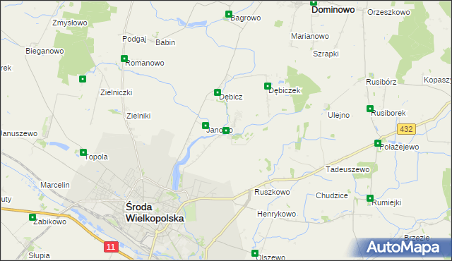 mapa Mączniki gmina Środa Wielkopolska, Mączniki gmina Środa Wielkopolska na mapie Targeo