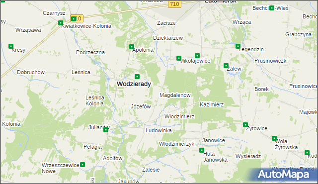mapa Magdalenów gmina Wodzierady, Magdalenów gmina Wodzierady na mapie Targeo