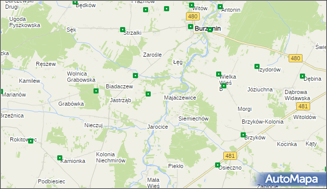 mapa Majaczewice, Majaczewice na mapie Targeo