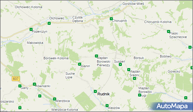 mapa Majdan Borowski Pierwszy, Majdan Borowski Pierwszy na mapie Targeo