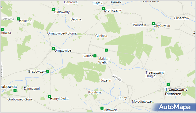 mapa Majdan Wielki gmina Trzeszczany, Majdan Wielki gmina Trzeszczany na mapie Targeo