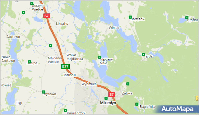 mapa Majdany Małe, Majdany Małe na mapie Targeo