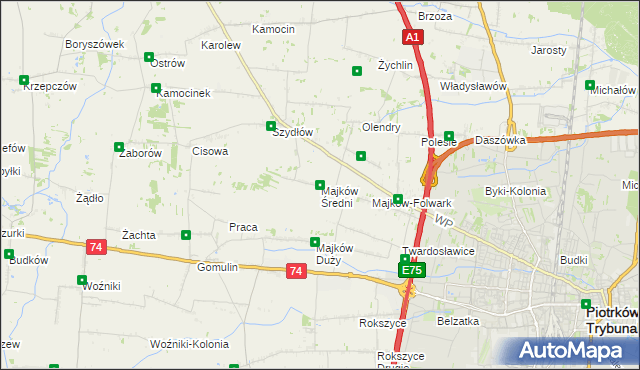 mapa Majków Średni, Majków Średni na mapie Targeo