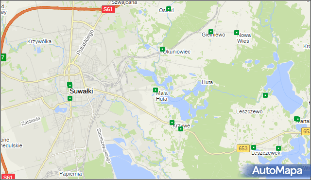 mapa Mała Huta gmina Suwałki, Mała Huta gmina Suwałki na mapie Targeo