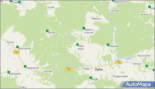 mapa Mała Wieś gmina Żytno, Mała Wieś gmina Żytno na mapie Targeo