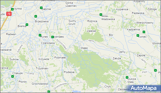 mapa Małec, Małec na mapie Targeo