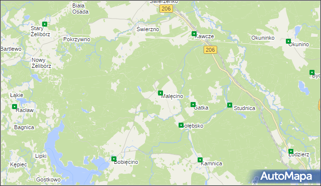 mapa Malęcino, Malęcino na mapie Targeo