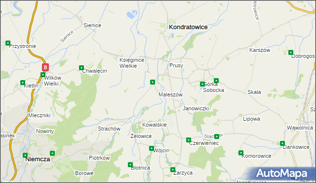 mapa Maleszów, Maleszów na mapie Targeo