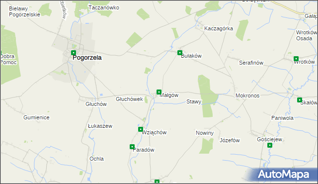 mapa Małgów gmina Pogorzela, Małgów gmina Pogorzela na mapie Targeo