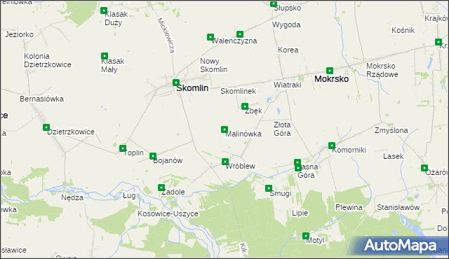 mapa Malinówka gmina Skomlin, Malinówka gmina Skomlin na mapie Targeo