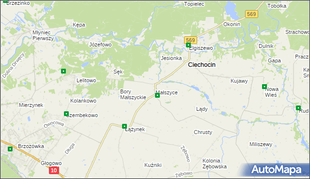 mapa Małszyce gmina Ciechocin, Małszyce gmina Ciechocin na mapie Targeo