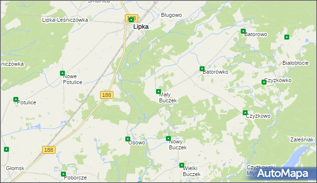 mapa Mały Buczek gmina Lipka, Mały Buczek gmina Lipka na mapie Targeo