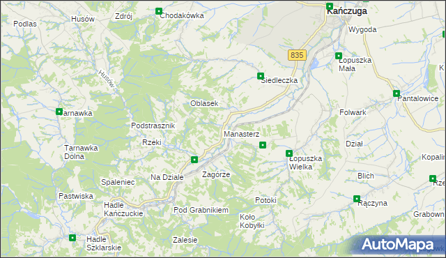 mapa Manasterz gmina Jawornik Polski, Manasterz gmina Jawornik Polski na mapie Targeo