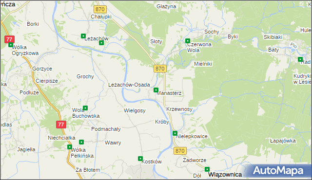 mapa Manasterz gmina Wiązownica, Manasterz gmina Wiązownica na mapie Targeo