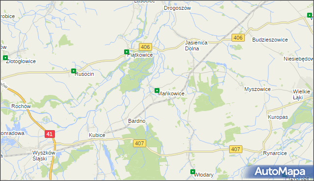 mapa Mańkowice, Mańkowice na mapie Targeo