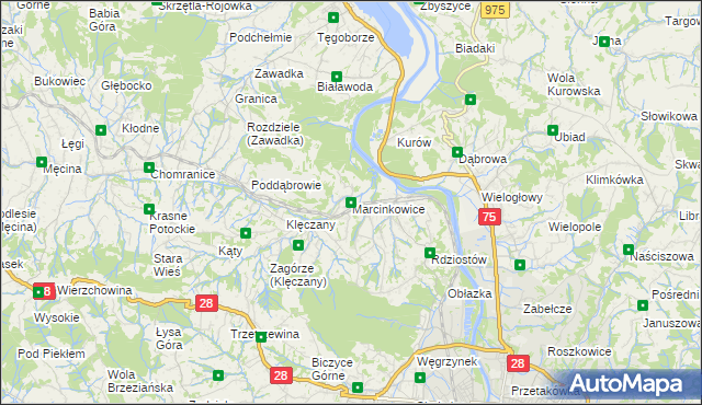 mapa Marcinkowice gmina Chełmiec, Marcinkowice gmina Chełmiec na mapie Targeo