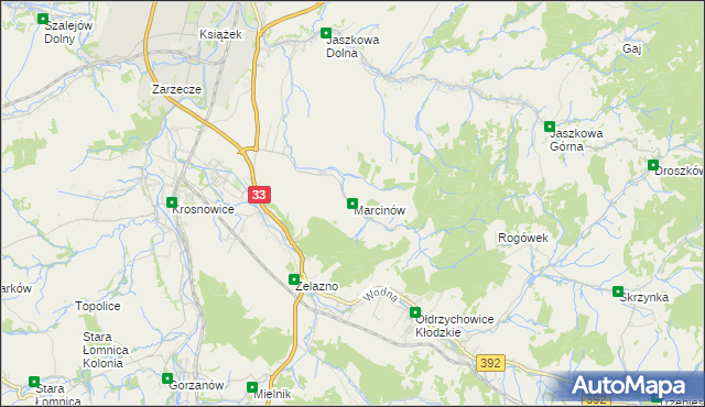 mapa Marcinów gmina Kłodzko, Marcinów gmina Kłodzko na mapie Targeo