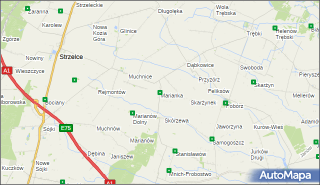 mapa Marianka gmina Strzelce, Marianka gmina Strzelce na mapie Targeo