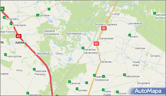 mapa Marianów Sierakowski, Marianów Sierakowski na mapie Targeo