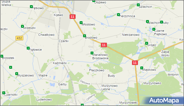 mapa Marianowo Brodowskie, Marianowo Brodowskie na mapie Targeo