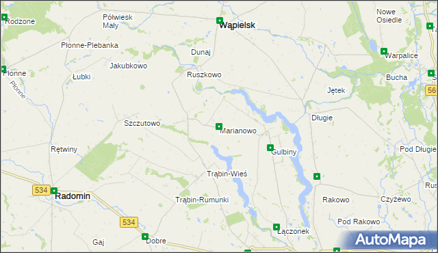 mapa Marianowo gmina Brzuze, Marianowo gmina Brzuze na mapie Targeo