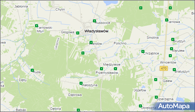 mapa Mariantów gmina Władysławów, Mariantów gmina Władysławów na mapie Targeo
