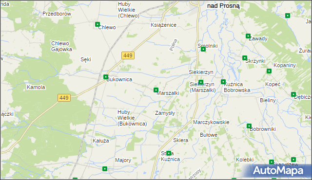 mapa Marszałki gmina Grabów nad Prosną, Marszałki gmina Grabów nad Prosną na mapie Targeo