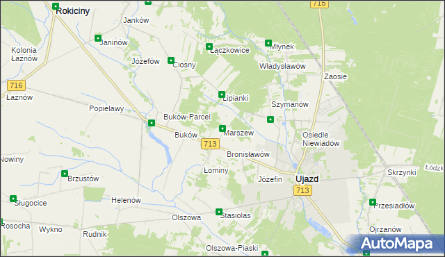 mapa Marszew gmina Ujazd, Marszew gmina Ujazd na mapie Targeo