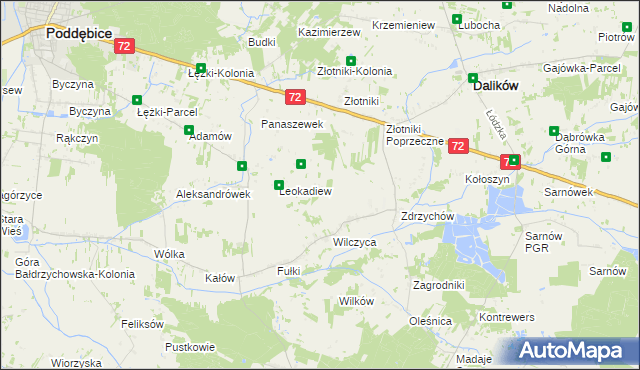 mapa Marynki gmina Poddębice, Marynki gmina Poddębice na mapie Targeo