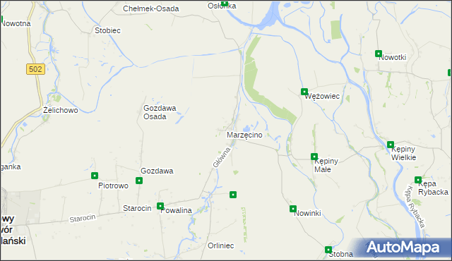 mapa Marzęcino, Marzęcino na mapie Targeo