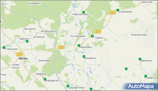 mapa Maszewko gmina Wicko, Maszewko gmina Wicko na mapie Targeo